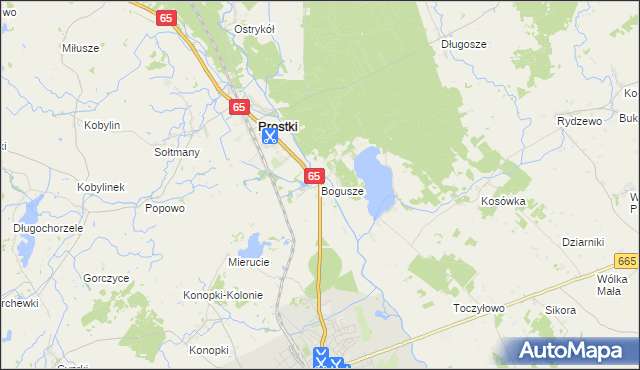 mapa Bogusze gmina Prostki, Bogusze gmina Prostki na mapie Targeo