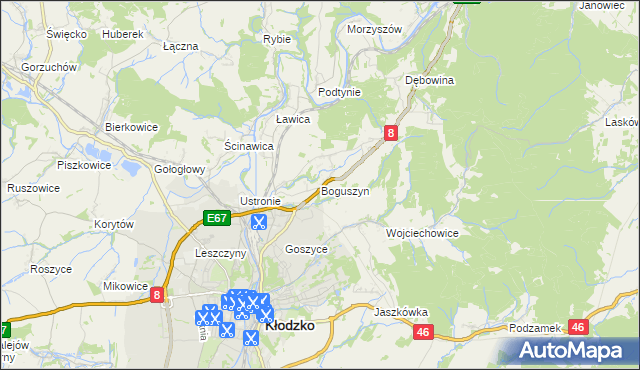 mapa Boguszyn gmina Kłodzko, Boguszyn gmina Kłodzko na mapie Targeo