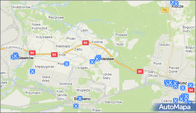 mapa Bolesław powiat olkuski, Bolesław powiat olkuski na mapie Targeo