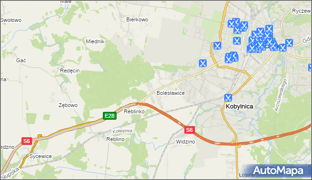 mapa Bolesławice gmina Kobylnica, Bolesławice gmina Kobylnica na mapie Targeo