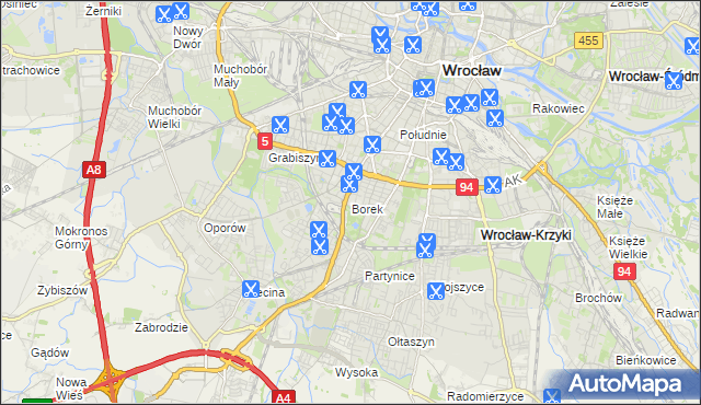 mapa Borek gmina Wrocław, Borek gmina Wrocław na mapie Targeo