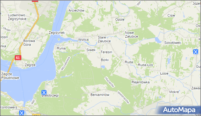 mapa Borki gmina Radzymin, Borki gmina Radzymin na mapie Targeo