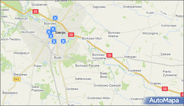 mapa Borkowo Kościelne, Borkowo Kościelne na mapie Targeo