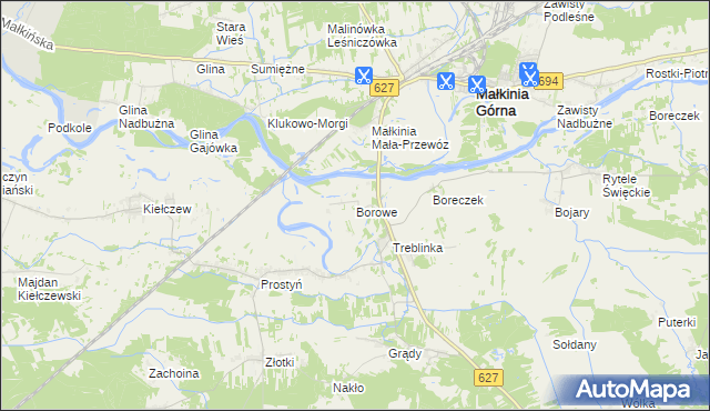mapa Borowe gmina Małkinia Górna, Borowe gmina Małkinia Górna na mapie Targeo