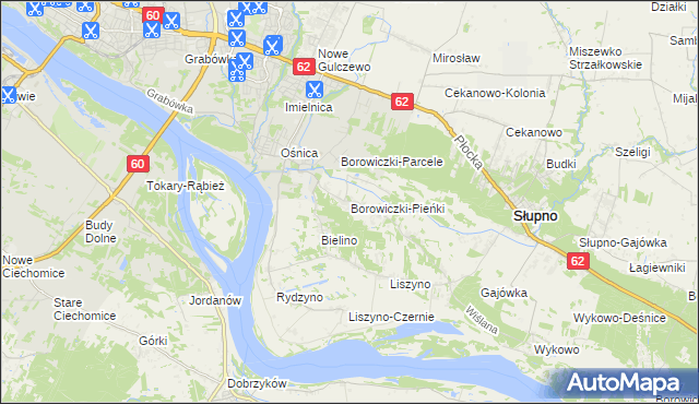 mapa Borowiczki-Pieńki, Borowiczki-Pieńki na mapie Targeo