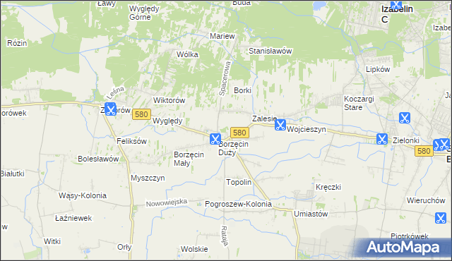 mapa Borzęcin gmina Stare Babice, Borzęcin gmina Stare Babice na mapie Targeo