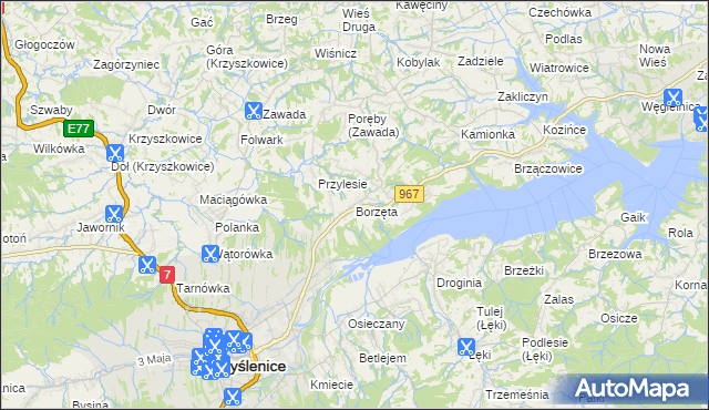 mapa Borzęta, Borzęta na mapie Targeo