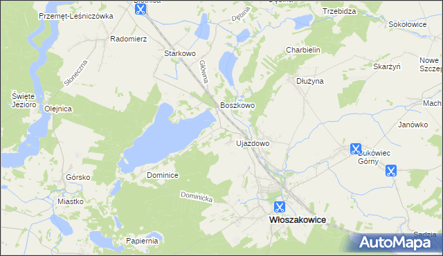 mapa Boszkowo-Letnisko, Boszkowo-Letnisko na mapie Targeo