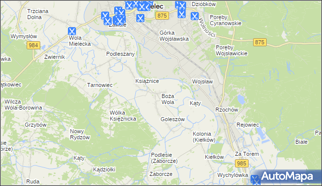 mapa Boża Wola gmina Mielec, Boża Wola gmina Mielec na mapie Targeo