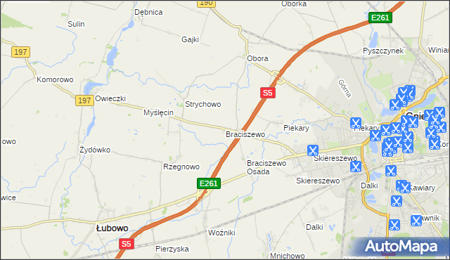 mapa Braciszewo, Braciszewo na mapie Targeo