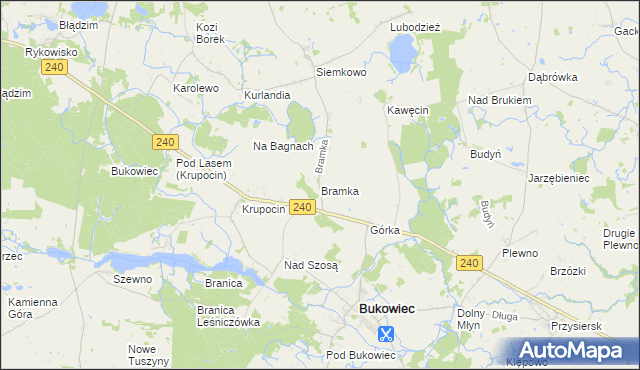 mapa Bramka gmina Bukowiec, Bramka gmina Bukowiec na mapie Targeo