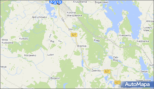 mapa Bramka gmina Morąg, Bramka gmina Morąg na mapie Targeo