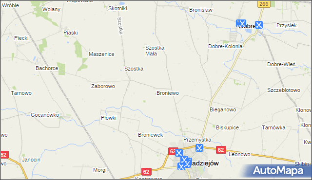 mapa Broniewo gmina Radziejów, Broniewo gmina Radziejów na mapie Targeo