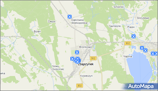 mapa Bronikowo gmina Zbąszynek, Bronikowo gmina Zbąszynek na mapie Targeo