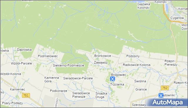 mapa Bronkowice, Bronkowice na mapie Targeo