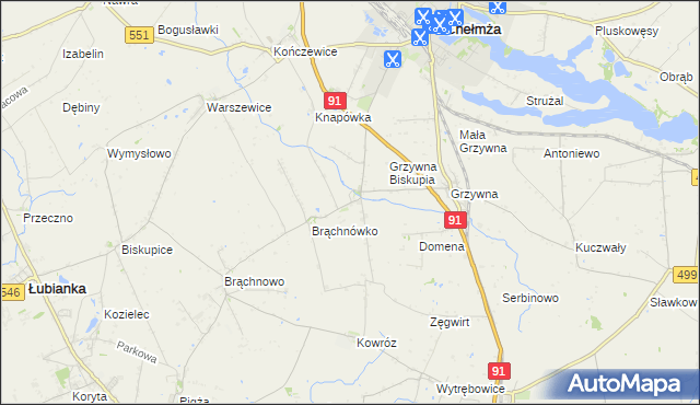 mapa Browina gmina Chełmża, Browina gmina Chełmża na mapie Targeo