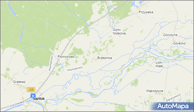 mapa Brzezinka gmina Zwierzyn, Brzezinka gmina Zwierzyn na mapie Targeo