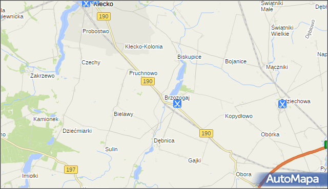 mapa Brzozogaj gmina Kłecko, Brzozogaj gmina Kłecko na mapie Targeo