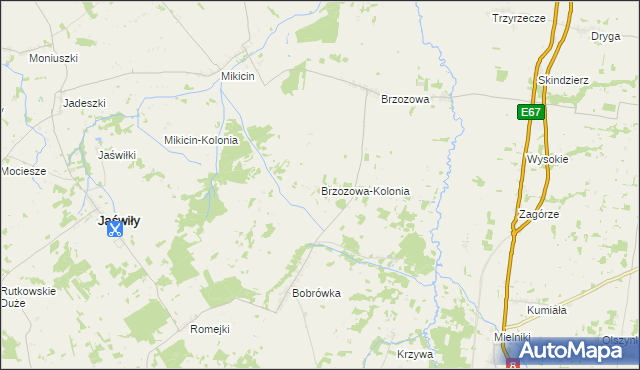 mapa Brzozowa-Kolonia, Brzozowa-Kolonia na mapie Targeo