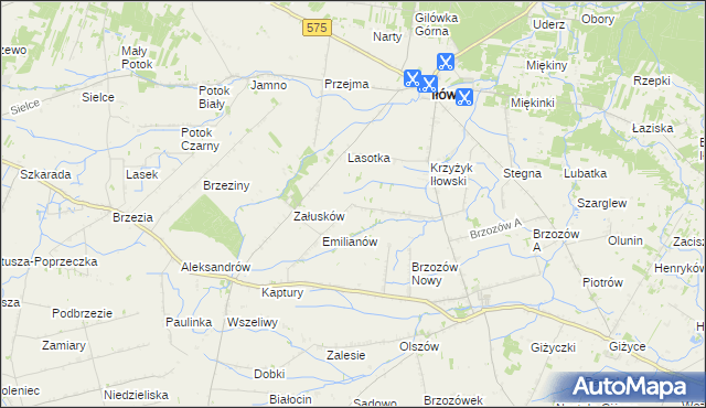 mapa Brzozowiec gmina Iłów, Brzozowiec gmina Iłów na mapie Targeo
