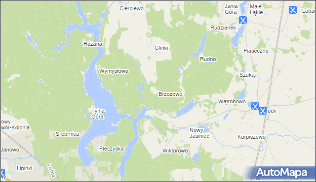 mapa Brzozowo gmina Koronowo, Brzozowo gmina Koronowo na mapie Targeo