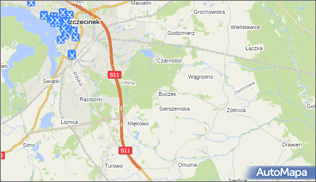 mapa Buczek gmina Szczecinek, Buczek gmina Szczecinek na mapie Targeo