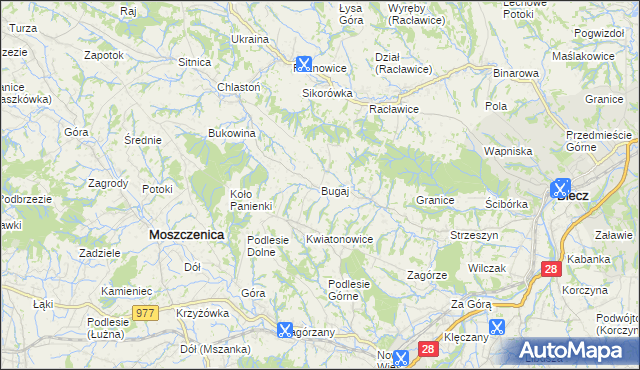mapa Bugaj gmina Biecz, Bugaj gmina Biecz na mapie Targeo