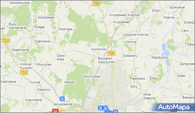 mapa Bukowiec Opoczyński, Bukowiec Opoczyński na mapie Targeo