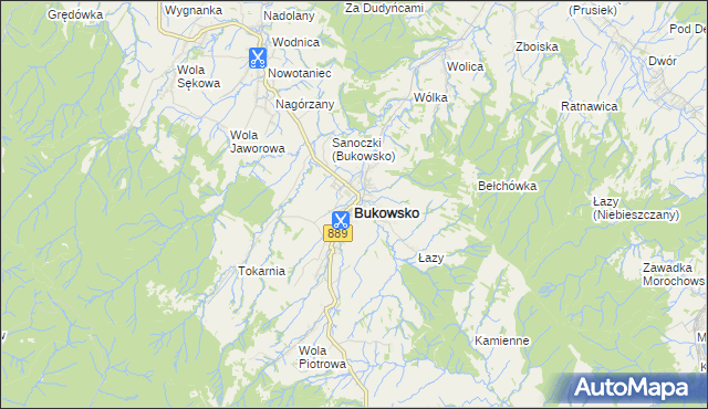 mapa Bukowsko, Bukowsko na mapie Targeo