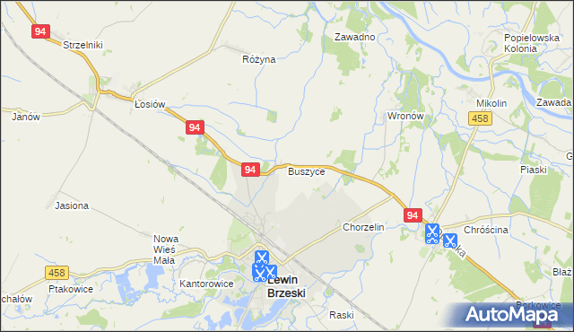 mapa Buszyce gmina Lewin Brzeski, Buszyce gmina Lewin Brzeski na mapie Targeo