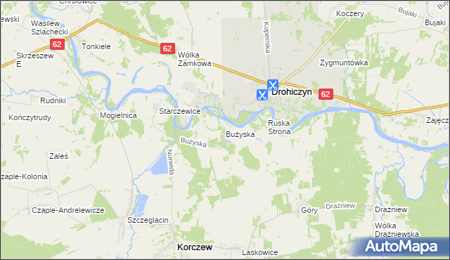 mapa Bużyska, Bużyska na mapie Targeo