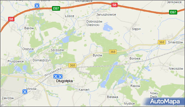 mapa Byków, Byków na mapie Targeo