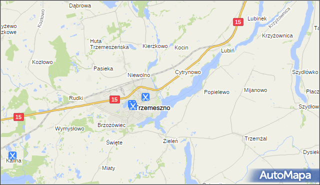 mapa Bystrzyca gmina Trzemeszno, Bystrzyca gmina Trzemeszno na mapie Targeo