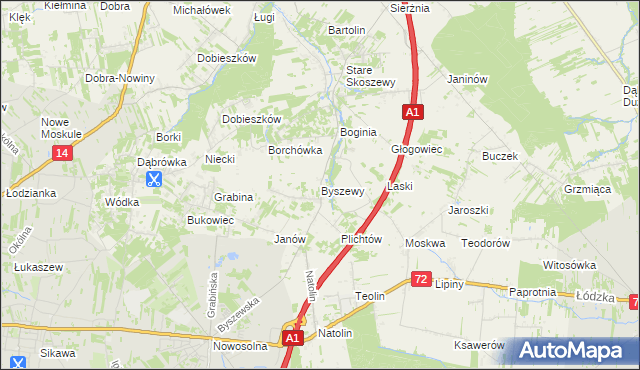 mapa Byszewy, Byszewy na mapie Targeo