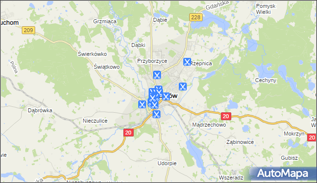 mapa Bytów, Bytów na mapie Targeo