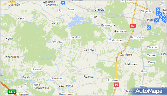 mapa Celinów gmina Dębe Wielkie, Celinów gmina Dębe Wielkie na mapie Targeo