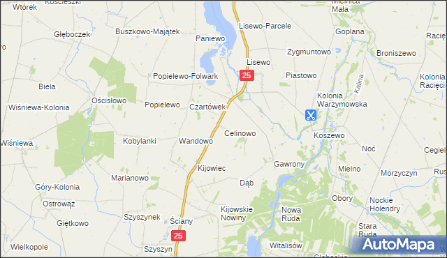 mapa Celinowo gmina Skulsk, Celinowo gmina Skulsk na mapie Targeo