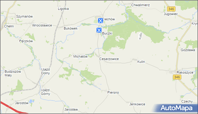 mapa Cesarzowice gmina Środa Śląska, Cesarzowice gmina Środa Śląska na mapie Targeo