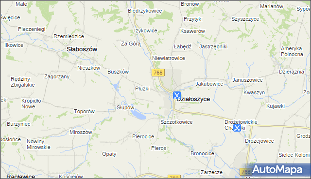 mapa Chmielów gmina Działoszyce, Chmielów gmina Działoszyce na mapie Targeo