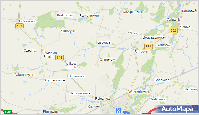 mapa Chmielów gmina Kostomłoty, Chmielów gmina Kostomłoty na mapie Targeo