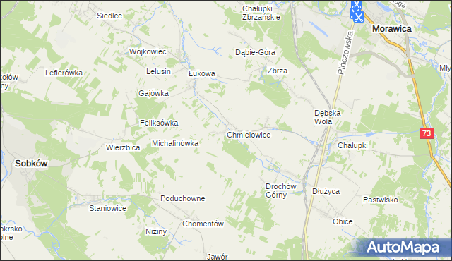 mapa Chmielowice, Chmielowice na mapie Targeo