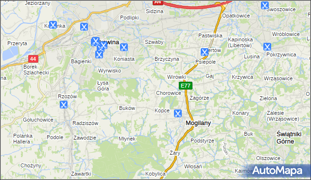 mapa Chorowice, Chorowice na mapie Targeo