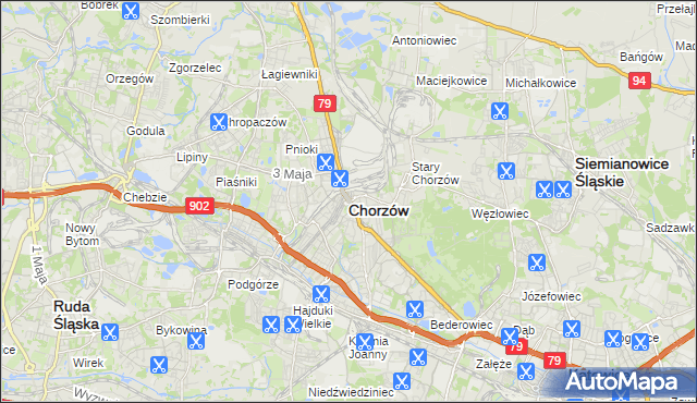 mapa Chorzów, Chorzów na mapie Targeo