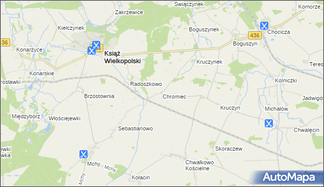 mapa Chromiec gmina Nowe Miasto nad Wartą, Chromiec gmina Nowe Miasto nad Wartą na mapie Targeo