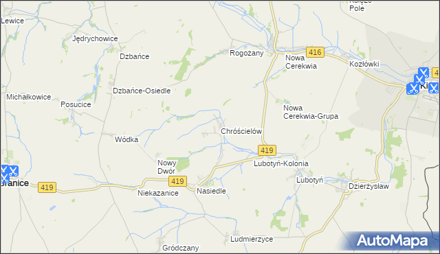 mapa Chróścielów, Chróścielów na mapie Targeo