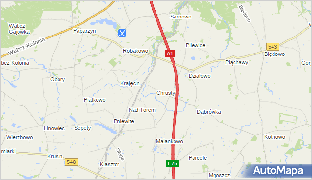 mapa Chrusty gmina Lisewo, Chrusty gmina Lisewo na mapie Targeo