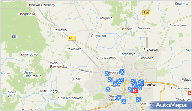 mapa Chruszczewo, Chruszczewo na mapie Targeo