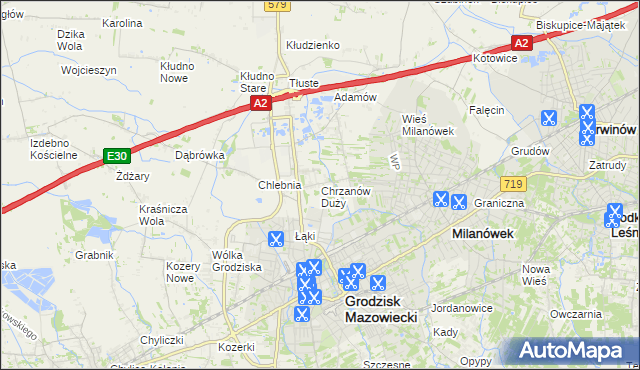 mapa Chrzanów Duży, Chrzanów Duży na mapie Targeo