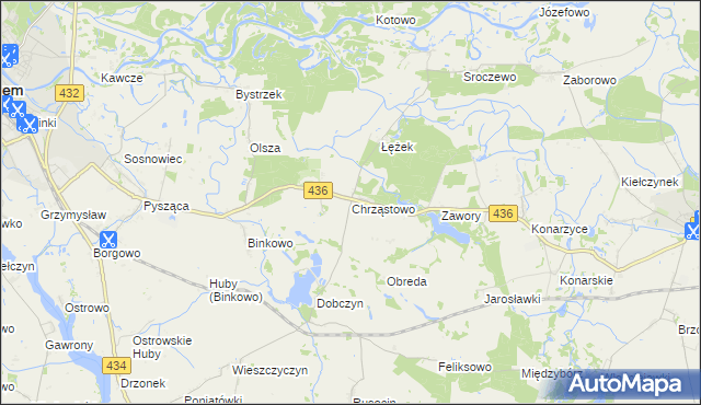 mapa Chrząstowo gmina Książ Wielkopolski, Chrząstowo gmina Książ Wielkopolski na mapie Targeo