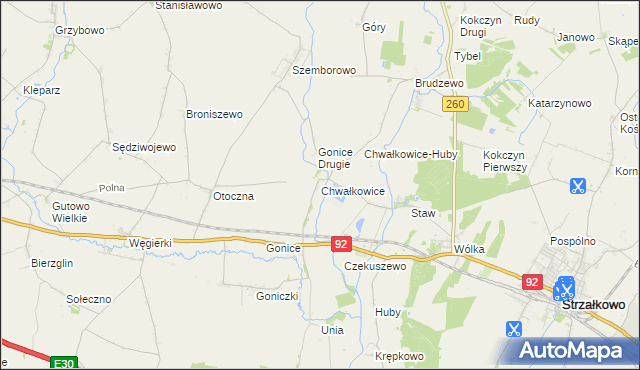mapa Chwałkowice gmina Strzałkowo, Chwałkowice gmina Strzałkowo na mapie Targeo